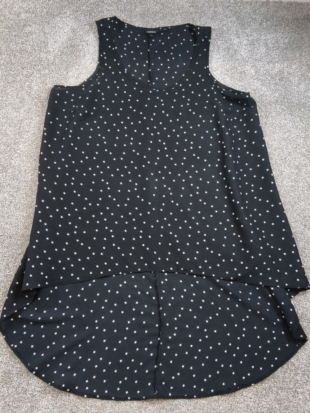 Torrid Womens 1 Black Star Print High Low Chiffon Tank Top Celestial Whimsigoth